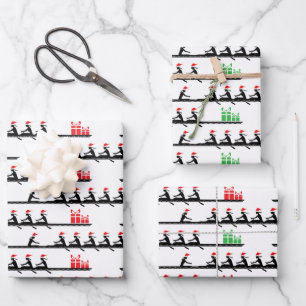 Feuille De Papier Cadeau Femmes Santa Hat Rowing Rowers Team #4G