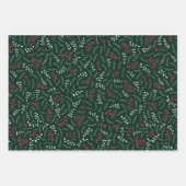 Feuille De Papier Cadeau Ferme campagne pin foncé vert feuillage motif (Devant 2)