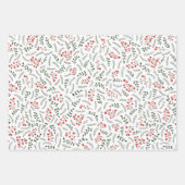 Feuille De Papier Cadeau Ferme campagne rouge blanc vert feuillage motif (Devant 2)