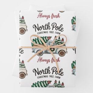 Feuille De Papier Cadeau Ferme de sapins de Noël du Pôle Nord Camion toujou