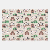 Feuille De Papier Cadeau Ferme de vache rustique Motifs d'anniversaire (Devant 2)