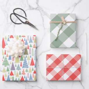 Feuille De Papier Cadeau Ferme des arbres de Noël moderne