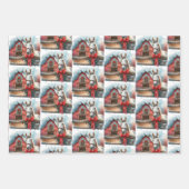 Feuille De Papier Cadeau Ferme festive du Cheval Blanc Noël (Devant)