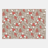 Feuille De Papier Cadeau Ferme Holly Berries Blanc Rustique Kraft (Devant)