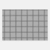Feuille De Papier Cadeau Ferme moderne Lignes de plaid gris rustique (Devant 2)