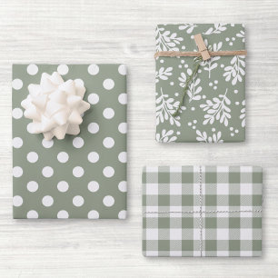 Feuille De Papier Cadeau Ferme moderne Sage Green Gite Cadeau