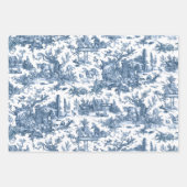 Feuille De Papier Cadeau Ferme Rustique vintage Toile Bleu, Rouge, Noir (Devant)