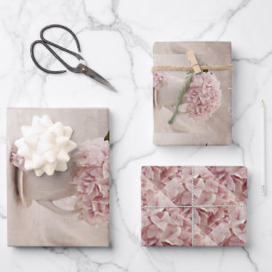 Feuille De Papier Cadeau Fermeture d'enveloppement Qté 3 Hydrangées de simp