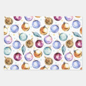 Feuille De Papier Cadeau Festif Bauble Aquarelle Noël (Devant 3)