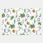 Feuille De Papier Cadeau Festif Bauble Aquarelle Noël (Devant 2)