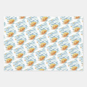 Feuille De Papier Cadeau Festif Bleu & Jaune Poisson Tropical Coordonné (Devant)