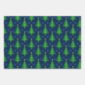 Feuille De Papier Cadeau Festif bleu vert et blanc moderne (Devant 3)