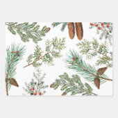 Feuille De Papier Cadeau Festif de la forêt de pins de Noël (Devant)