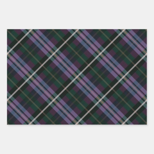 Feuille De Papier Cadeau Festif élégant violet foncé et vert Motif plat (Devant 3)