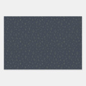 Feuille De Papier Cadeau festif étoilé bleu marine et vert (Devant)