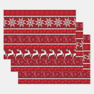 Feuille De Papier Cadeau Festif Fête de la neige et conception de rennes