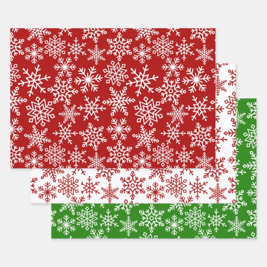 Feuille De Papier Cadeau Festif Flambeau de neige Rouge Vert Noël (Lot)