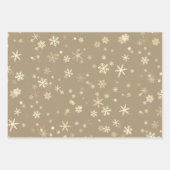 Feuille De Papier Cadeau Festif Golden Snowflake Motif Fête Noël (Devant)