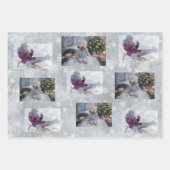 Feuille De Papier Cadeau Festif Grey Photo Snowflake Script de Noël (Devant)