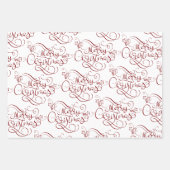 Feuille De Papier Cadeau Festif Joyeux Noël Fancy Script rouge (Devant)