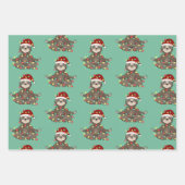 Feuille De Papier Cadeau Festif mignon Animaux Noël (Devant)