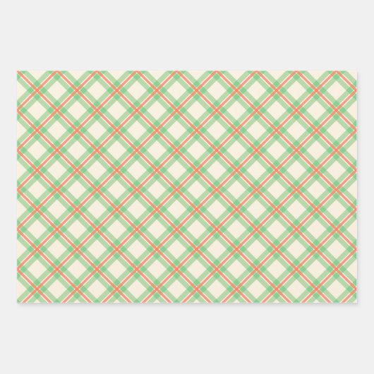Feuille De Papier Cadeau Festif Moderne Vert Et Orange Plaid Motif (Devant 2)