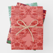 Feuille De Papier Cadeau Festif Noël Rouge et Motif vert (En situation)