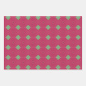 Feuille De Papier Cadeau Festif rose et vert Vibrant géométrique (Devant)