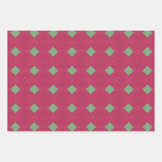 Feuille De Papier Cadeau Festif rose et vert Vibrant géométrique (Devant)