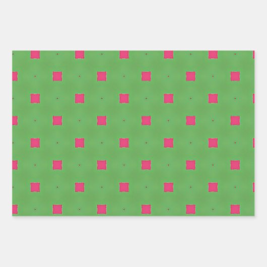 Feuille De Papier Cadeau Festif rose et vert Vibrant géométrique (Devant 3)