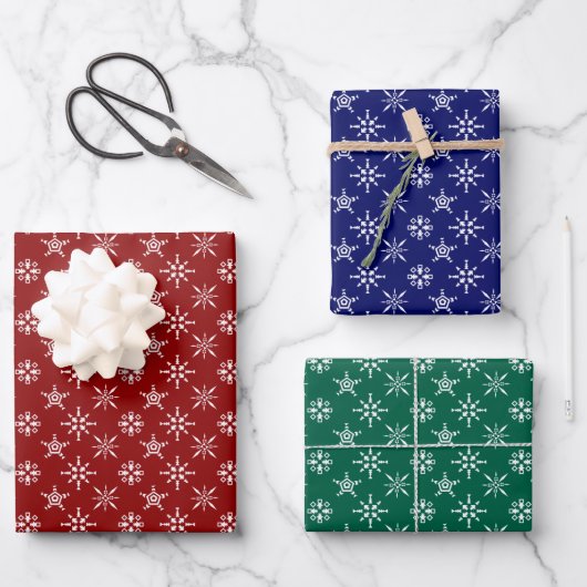 Feuille De Papier Cadeau Festif Snowflakes modèle Noël (Recto)