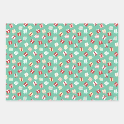 Feuille De Papier Cadeau Festif String Lights & Cadeaux & Stripes Noël (Devant 2)