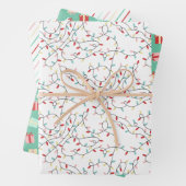 Feuille De Papier Cadeau Festif String Lights & Cadeaux & Stripes Noël (En situation)