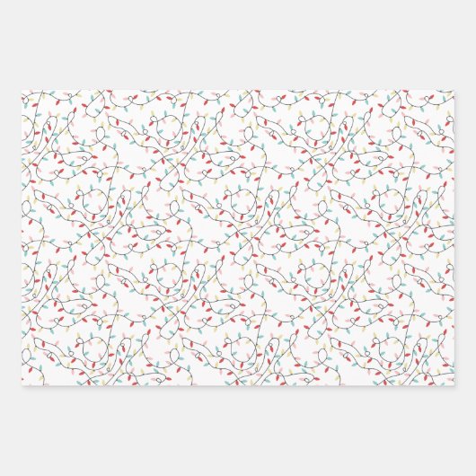 Feuille De Papier Cadeau Festif String Lights & Cadeaux & Stripes Noël (Devant)