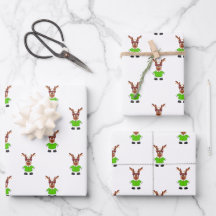 Festif Vert Et Or Kasky Reindeer de Noël