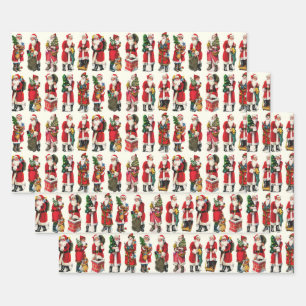 Feuille De Papier Cadeau Festif Vintage Victorien Noël Père Noël Cutouts