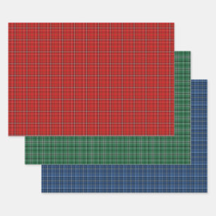 Feuille De Papier Cadeau Festivals de plaid rouge, vert et bleu