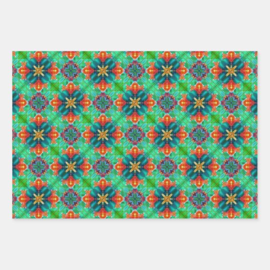 Feuille De Papier Cadeau Festive Abstrait Art Motif Noël (Devant 3)