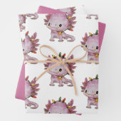 Feuille De Papier Cadeau Festive Axolotl (En situation)