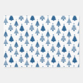Feuille De Papier Cadeau Festive Blue and White Christmas Tree Pattern (Devant 2)