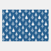 Feuille De Papier Cadeau Festive Blue and White Christmas Tree Pattern (Devant)