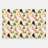 Feuille De Papier Cadeau Festive Chats Motif de Noël (Devant 2)