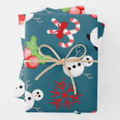 Feuille De Papier Cadeau Festive Christmas Wrapping Paper – Snowmen & Candy (En situation)