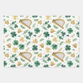 Feuille De Papier Cadeau Festive Green Shamrocks St. Patricks Jour set de 3 (Devant 3)