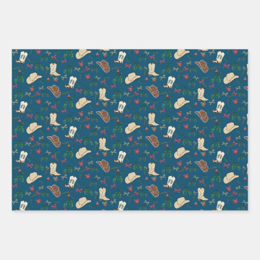 Feuille De Papier Cadeau Festive Holiday Cowboy Rodeo Motif (Devant 2)