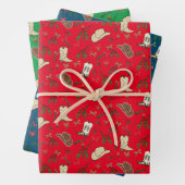 Feuille De Papier Cadeau Festive Holiday Cowboy Rodeo Motif (En situation)