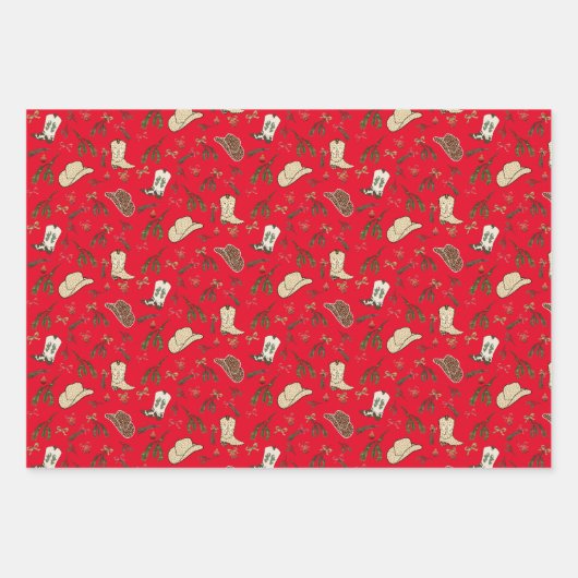Feuille De Papier Cadeau Festive Holiday Cowboy Rodeo Motif (Devant)