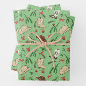 Feuille De Papier Cadeau Festive Holiday Cowboy Rodeo Motif Sage (En situation)