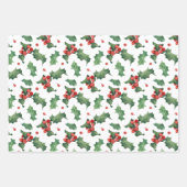 Feuille De Papier Cadeau Festive Holly Berry Noël (Devant)