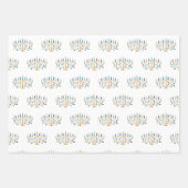Feuille De Papier Cadeau Festive Menorah Hanoukka (Devant 2)